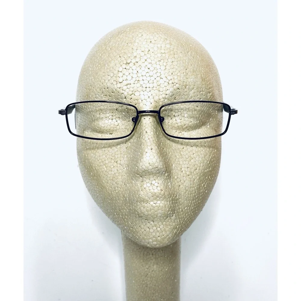 Prada Men Black Rectangular Glasses Red Accent Temples Italy 52 16 140